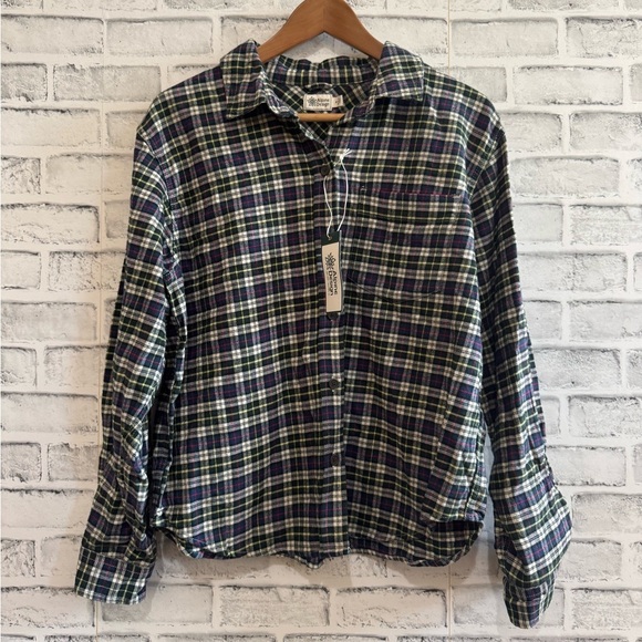 NWT! Women’s Alpine Design multi colored plaid button down flannel shirt, M - Picture 1 of 4